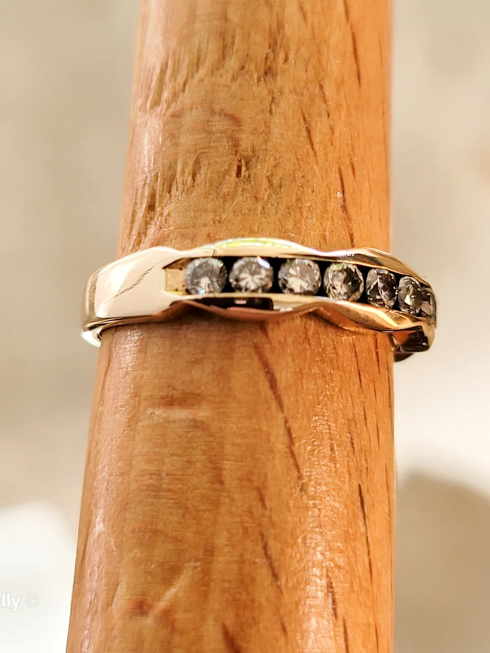 14K Yellow Gold Genuine Diamond Band Ring Size 6.5 - Solid Gold! 👌🎁